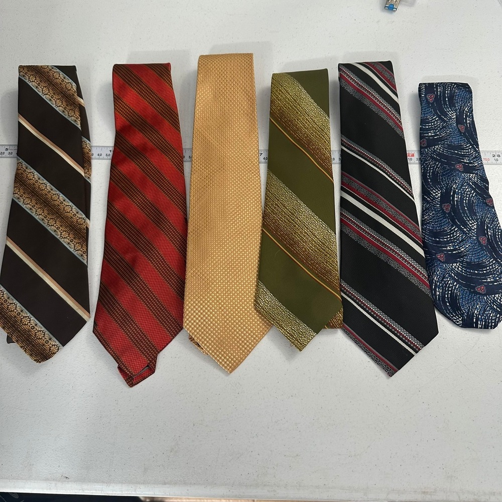Vintage Mens Necktie Lot of 6 Gianfranco Ruffini Wembley Damon Silk Polyester